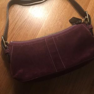 Beautiful maroon velvet coach purse